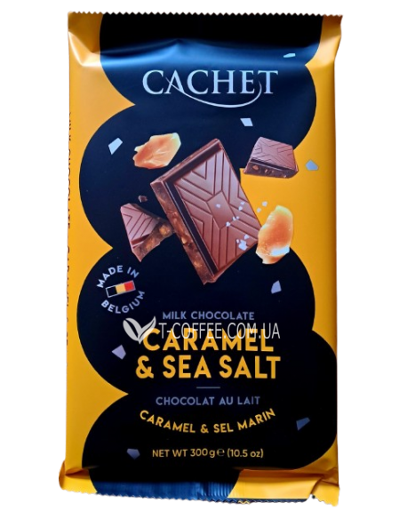 Шоколад CACHET Milk Chocolate Caramel Sea Salt Молочный Карамель Соль 300 г (5412956216469)
