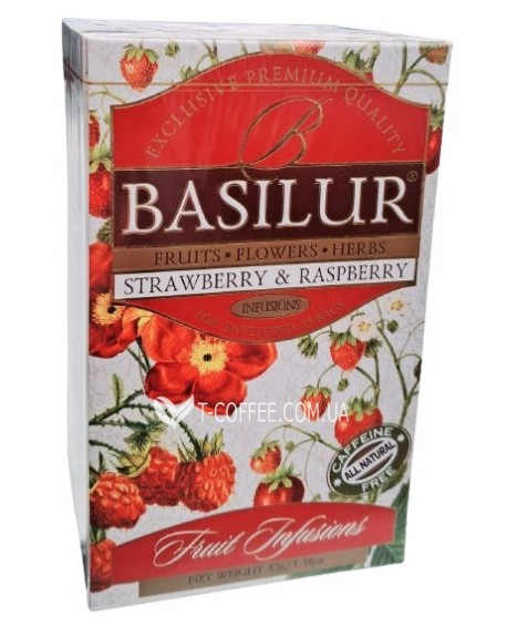 Чай BASILUR Strawberry Raspberry Клубника Малина - Фруктовые Коктейли 25 х 1,8 г (4792252933354)