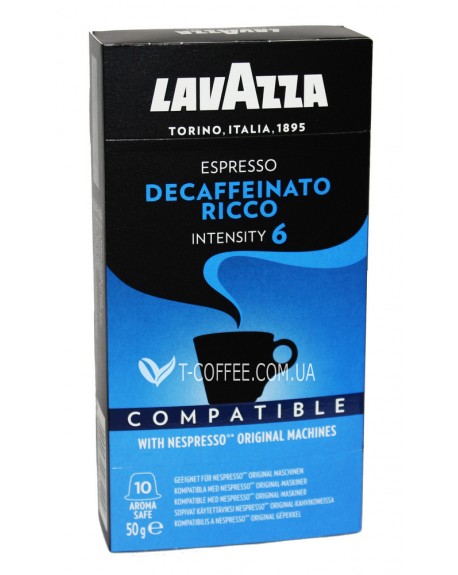 Кофе LAVAZZA Nespresso Decaffeinato Ricco в капсулах 10 х 5 г (8000070081109)