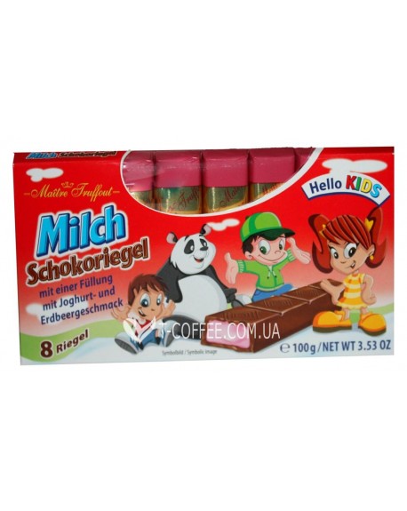 Шоколад MAITRE TRUFFOUT Milch Schokoriegel Hello Kids Молочный Детский 8 х 12,5 г (9002859034749)