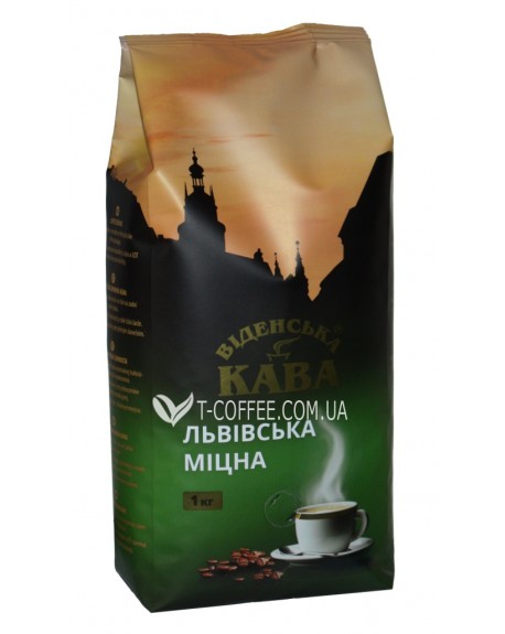 Кофе ВІДЕНСЬКА КАВА Львівська Міцна Кава зерновой 1 кг (4820000371100)