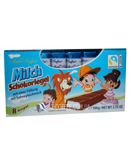 Шоколад MAITRE TRUFFOUT Milch Schokoriegel Молочный 8 х 12,5 г (9002859034725)