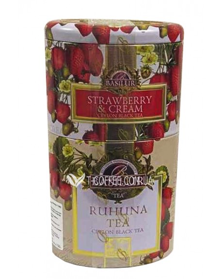 Чай BASILUR Strawberry and Cream Ruhunu Клубника со Сливками Рухуну - Цветы и Фрукты Цейлона 100 г ж/б (4792252940673)