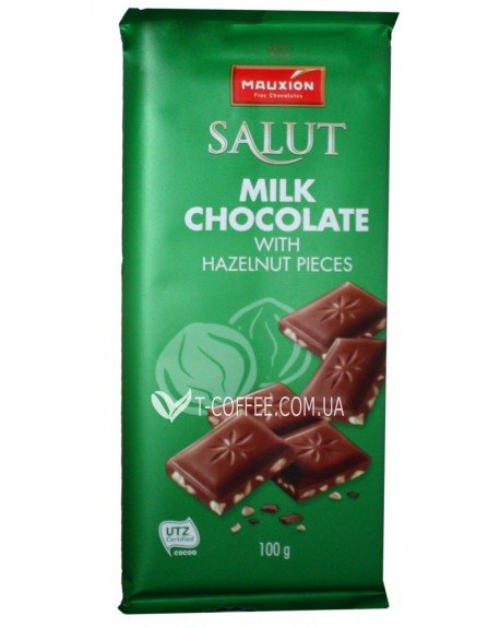 Шоколад MAUXION Salut Milk Chocolate Hazelnut Молочный Фундук 100 г (4000415065904)
