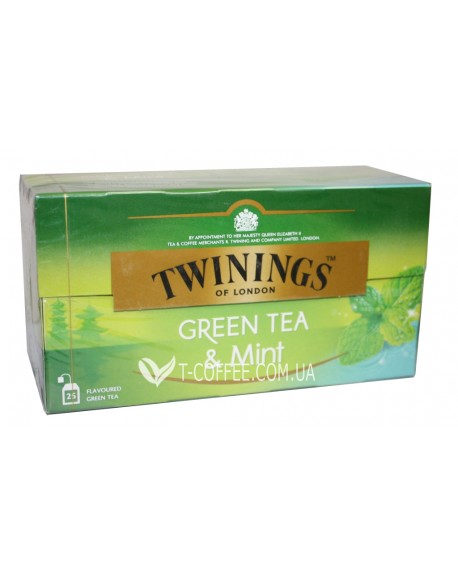 Чай TWININGS Green Tea Mint Зеленый Мята 25 х 1,5 г (070177173203)