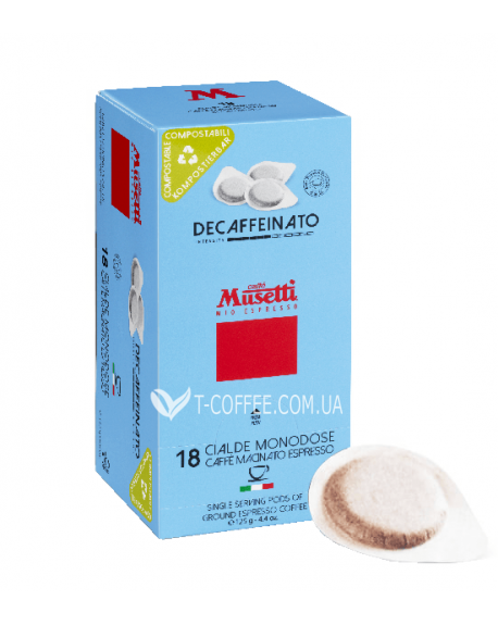 Кофе MUSETTI Decaffeinated без кофеина в монодозах (чалдах, таблетках) 18 х 7 г (8004769255338)