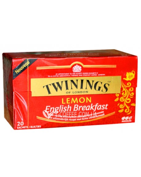 Чай TWININGS English Breakfast Lemon Английский Завтрак с лимоном 20 х 1,5 г 