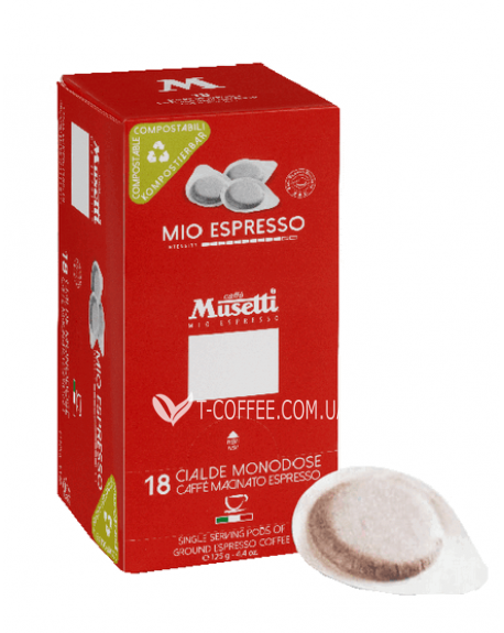 Кофе MUSETTI Mio Espresso в монодозах (чалдах, таблетках) 18 х 7 г (8004769255475)