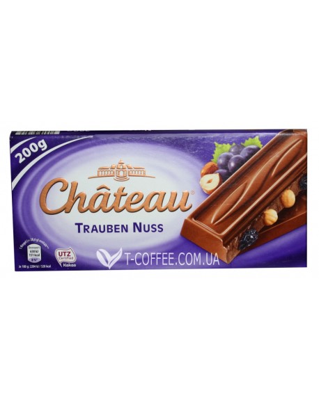 Шоколад Chateau Trauben Nuss Молочный с Изюмом и Лесным Орехом 200 г (29039746)