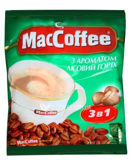 Кофе MACCOFFEE 3в1 Hazelnut Лесной Орех растворимый 20 х 18 г эконом.пак. (8887290109864)