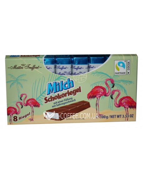 Шоколад MAITRE TRUFFOUT Milch Schokoriegel Flamingo Молочный Фламинго 8 х 12,5 г (9002859104558)