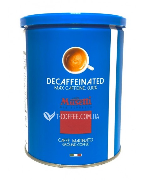 Кофе MUSETTI Decaffeinated без кофеина молотый 250 г ж/б