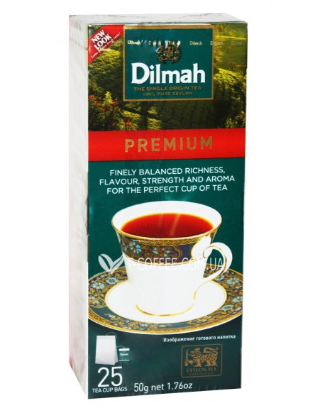 Чай DILMAH Premium Ceylon Tea Премиум Цейлонский 25 x 2 г (931263122633)