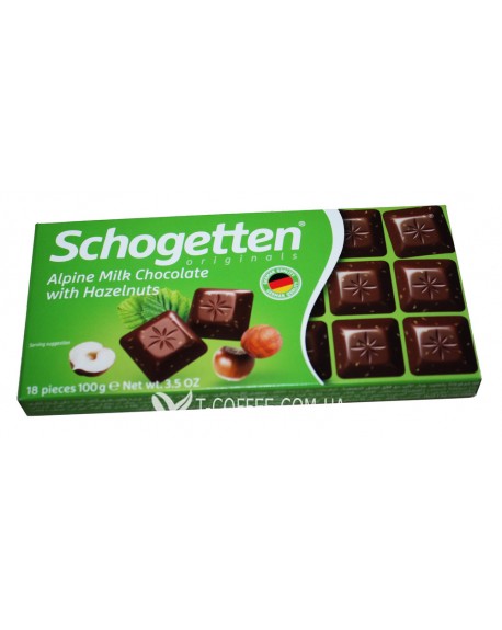 Шоколад SCHOGETTEN Alpine Milk Chocolate with Hazelnuts Молочный Альпийский с Фундуком 100 г (4000607851001)
