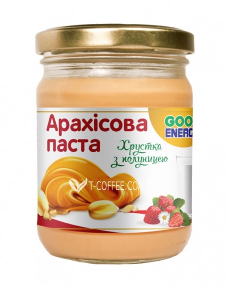 Арахисовая паста GOOD ENERGY Crunch Клубника 460 г (4820175571701)