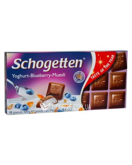 Шоколад SCHOGETTEN Yoghurt Blueberry Muesli Молочный Йогурт Черника Мюсли 100 г (4000415025304)