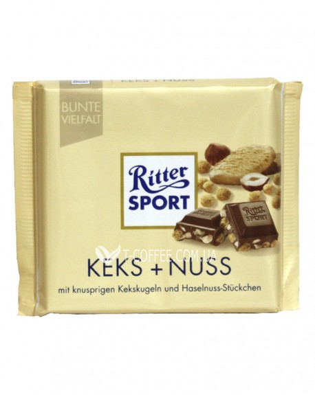 Шоколад RITTER SPORT Keks Nuss Молочный Печенье Орех 100 г