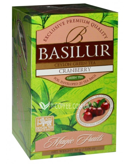 Чай BASILUR Cranberry Клюква Зеленый - Волшебные Фрукты 20 х 1,5 г (4792252935570)
