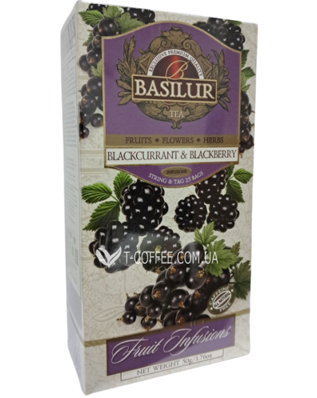 Чай BASILUR Blackcurrant Blackberry Черная Смородина Ежевика - Фруктовые Коктейли 25 х 2 г (4792252940833)