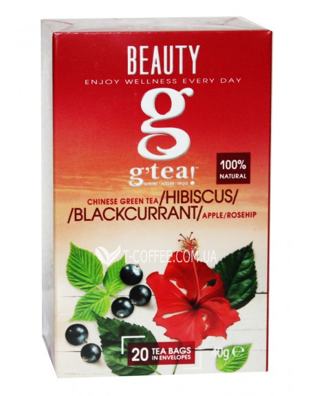 Чай GRACE! Green Tea Hibiscus Blackcurrant Зеленый чай Гибискус Черная смородина - Wellness 20 х 2 г (5060207695855)