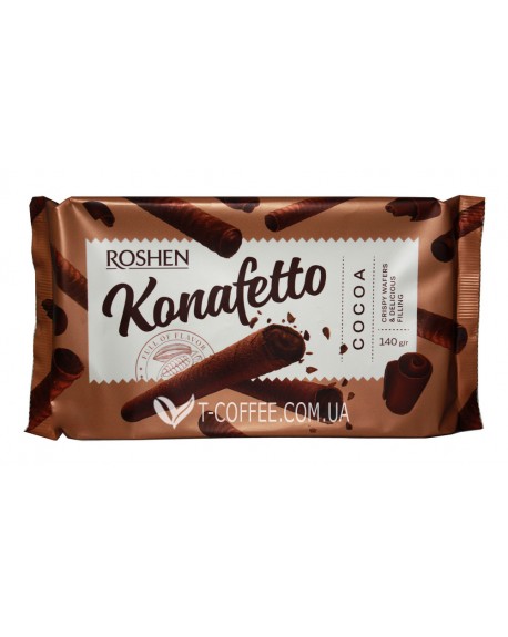 Вафельные трубочки ROSHEN Konafetto Cocoa Какао 140 г (4823077633034)