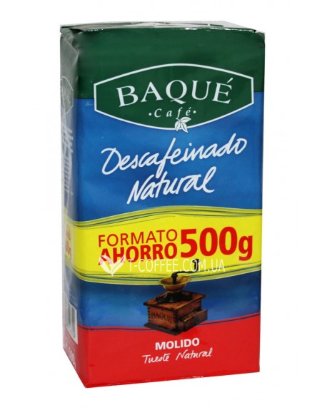 Кофе CAFE BAQUE Descafeinado Natural без кофеина молотый 500 г (8410684243709)